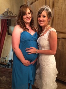 My best friend and I at her wedding this August, I'm 34 weeks pregnant.